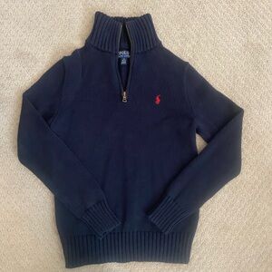 Boys Quarter-zip Navy Polo Sweater